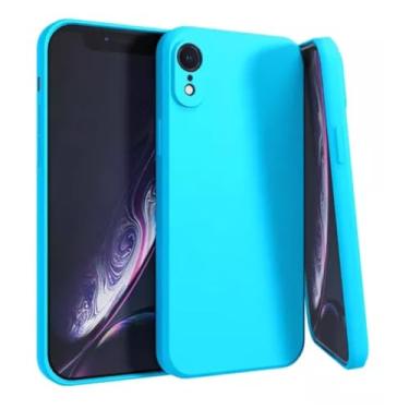 Imagem de Capa Capinha Silicone Aveludada Compatível Com iPhone XR Premium (AZUL PISCINA)