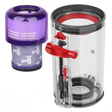 Imagem de Caixote de pó e filtro de substituição compatível com aspiradores de pó Dyson V11, V15, SV14, SV15, SV22, recipiente grande, balde de pó, acessórios de filtro HEPA número de peça 970050-01/965443-01