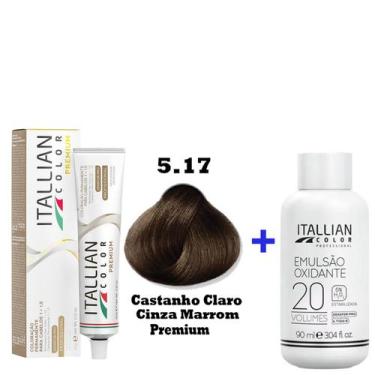 Imagem de Kit Coloração Itallian Premium 60g Castanho Claro Cinza Marron 5.17+ E