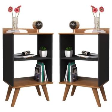 Imagem de Kit 2 Mesa de Cabeceira Aberta Quarto Mesinha Apoio Lateral Cama Box C