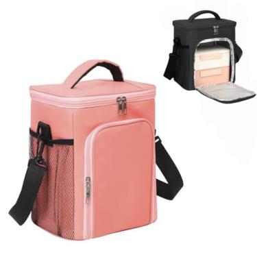 Imagem de Bolsa t?rmica grande port?til tecido Oxford 600D ? prova de vazamento, bolsa t?rmica adequada para acampamento, piquenique e praia, 10 litros (Rosa)