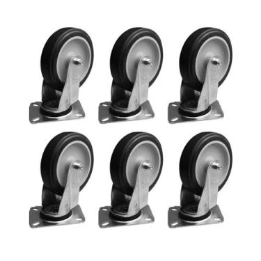 Imagem de Kit 6 Rodízios s/ Trava c/ Placa Giratória 5 Pol Plástico - Schioppa