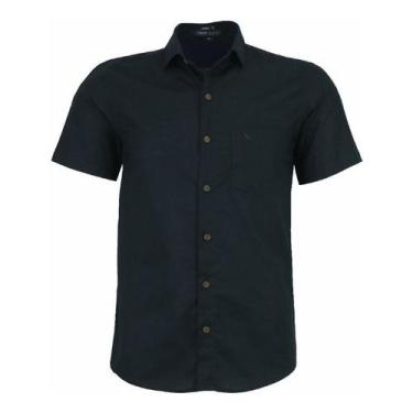 Imagem de Camisa Social Masculina Amil Mangacurta Comfort Algodão 1740, Preto, 2