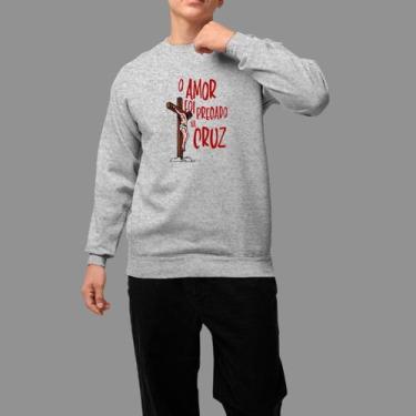 Imagem de Moletom Gola Careca Basico Masculino Moda De Religioso Confortável Inv