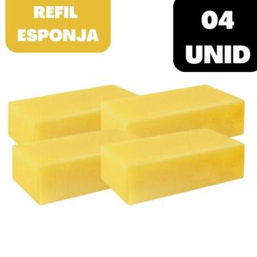 Imagem de 04 Bloco De Espuma Amarela Multiuso Esponja Para Pedreiro Lavar Carro 