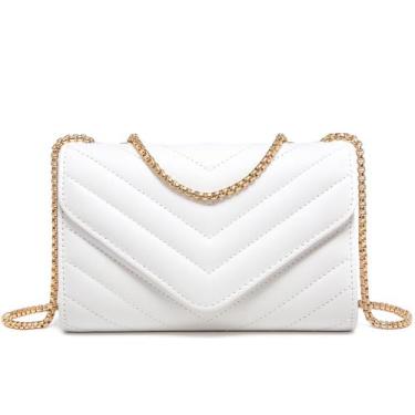 Imagem de Bolsa tiracolo feminina Dasein pequena acolchoada branca