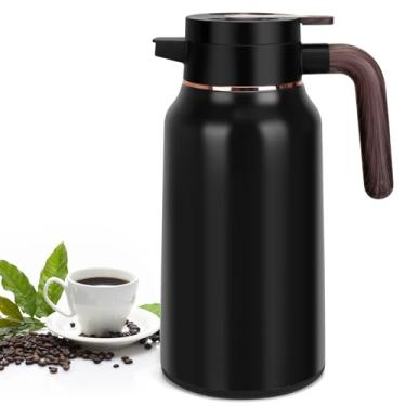 Imagem de Garrafa térmica de café de 1,984 g, garrafas de aço inoxidável para líquidos quentes 36 horas, garrafas de café isoladas para manter o café quente, água quente, chá, bebidas quentes (preto)