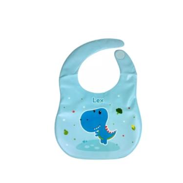 Imagem de Babador Impermeável + 0 Meses com Bolso Papa Migalhas EVA não Tóxico à Prova D'água Impermeável Livre de BPA e Ftalatos (Azul Claro, Dinossauro Lex)