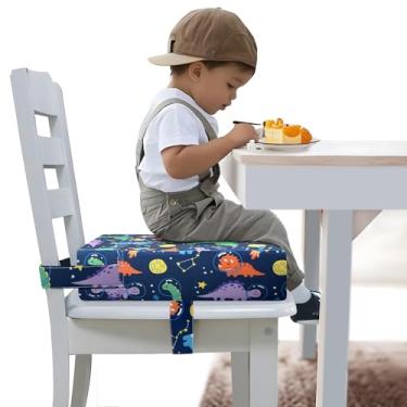 Imagem de Assento elevatório infantil para mesa de jantar, assento elevatório portátil para cadeira de cozinha, almofada de espuma de alta densidade de 10 cm com alças de segurança ajustáveis e fundo