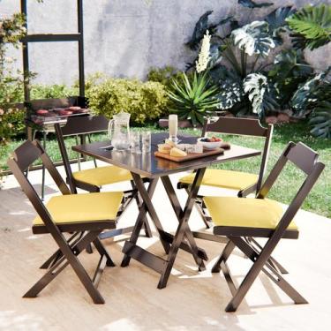Imagem de Mesa De Jantar 70x70 Dobrável Bistrô Para Barzinho Com 4 Cadeiras - Mo