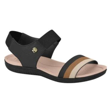 Imagem de Sandália Modare Feminina Conforto Tiras Elástico Preta Camel, Preto, C