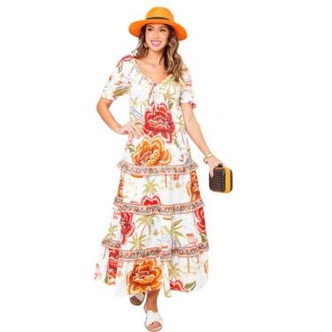 Imagem de Vestido feminino mid com  decote coração e lastex nas costas com manga