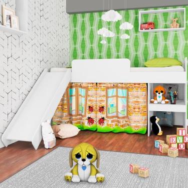 Imagem de Cama Infantil com Escorregador Playground Branco - Art In Móveis, Bran