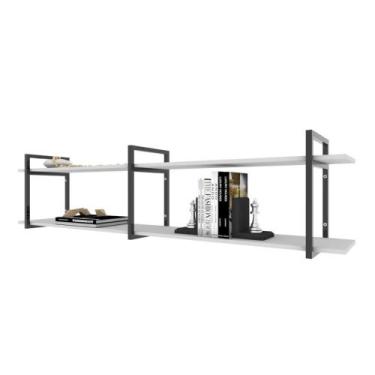 Imagem de Prateleira industrial sala estar estante nicho parede mdf suspensa pra