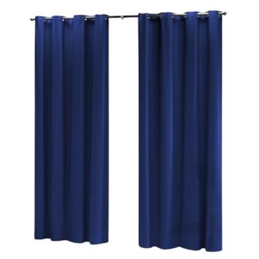 Imagem de Cortina Blackout PVC (Plástico) Decorativa Corta Luz 100% 2,80M x 2,80M de Porta Janela com Ilhós (AZUL MARINHO)