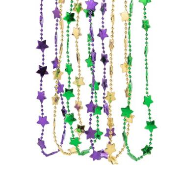 Imagem de Colares metálicos com contas de estrela de carnaval – 76 cm (pacote com 48) - miçangas sortidas para festas, desfiles, celebrações e eventos festivos