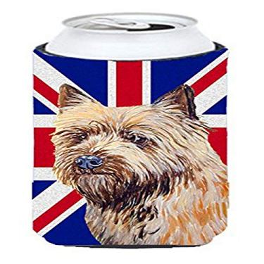 Imagem de Caroline's Treasures LH9472TBC Cairn Terrier com bandeira inglesa Union Jack British Tall Boy Hugger, pode Cooler Sleeve Hugger lavável à máquina, manga de bebida, abraçador dobrável isolante bebida