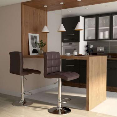 Imagem de Conjunto com 2 Banquetas Giratórias Fiern Marrom Escuro