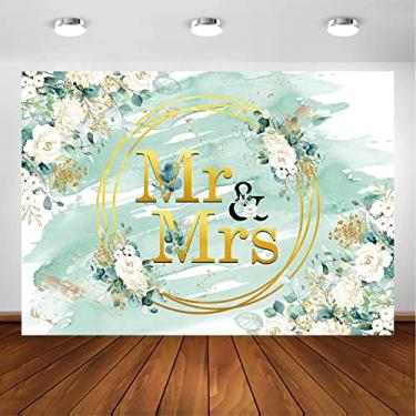 Imagem de Avezano Sr. e Sra. Pano de fundo para recepção de casamento, branco, floral e vegetação, eucalipto, fotografia de casamento, cerimônia de noivado, aniversário, chá de panela, para sessão de fotos (2,1