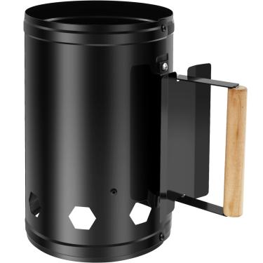 Imagem de KTZCTPCA Acionador de chaminé de carvão, resistente ao calor, para churrasqueira de fogo rápido com cabo de madeira, acionador de chaminé de carvão a carvão, acessório portátil para churrasqueira a