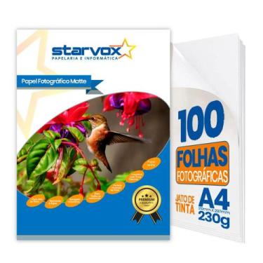 Imagem de Starvox 100 Folhas Papel Foto Mate Fosco 230g A4 Prova Dágua