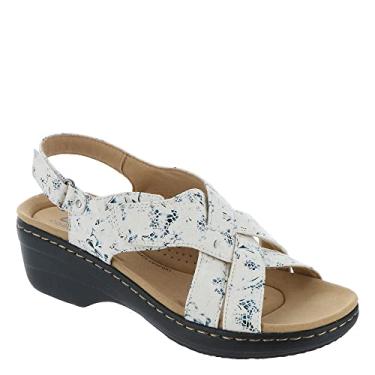 Imagem de Clarks Sandália feminina Merliah Echo com salto, Tecido floral azul, 7