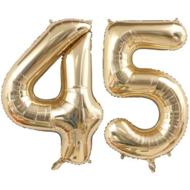 Imagem de ANGEL Q HOUSE Balões Dourados Claros De 40 Polegadas Com 45 Números, Gigantes Ouro Branco Hélio Mylar, Digitais Grandes Champanhe Para Aniversário, Jumbo Decoração Festa 45º Ou 54º Aniversário