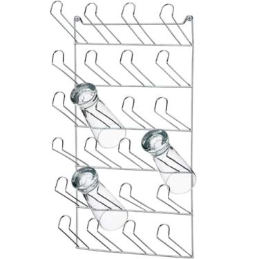 Imagem de Super Escorredor Porta Copos De Parede 12 20 24 e 30 Lugares Aço Cromado Para Bar e Restaurante(24 Copos)