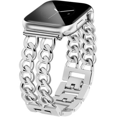 Imagem de Pulseiras de relógio JR.DM Silver Cowboy Steel para Apple Watch 38-42m