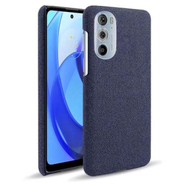 Imagem de Capa para MOTO EDGE 30 PRO,Capa desenhada em lona,Case Protetora Ultrafina com Empunhadura Macia,Design em Tecido Antichoque e Antiarranhões-Blue