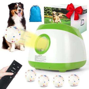 Imagem de Lançador automático de bolas para cães, lançador de bolas para cães de 1,5 a 2,5 m, lançador automático recarregável de bolas para cães com 4 bolas (6,3 cm), lançador de controle remoto para cães