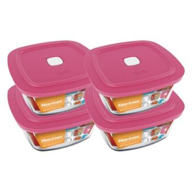 Imagem de Kit com 4 Pote de Vidro c/ Tampa Quadrado 500ML Marinex - NADIR FIGUER