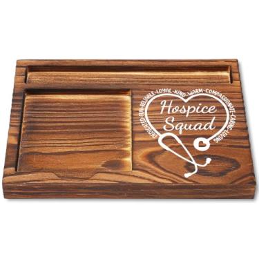 Imagem de Presentes de esquadrão de hospício, suporte de notas adesivas de madeira para profissionais de saúde, presente de agradecimento para enfermeiros e funcionários de hospital, Natal, aniversário