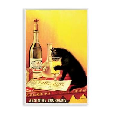 Imagem de Stupell Industries Arte giclée emoldurada branca vintage de gato e absinto, design de Marcus Jules, 40,6 x 61 cm