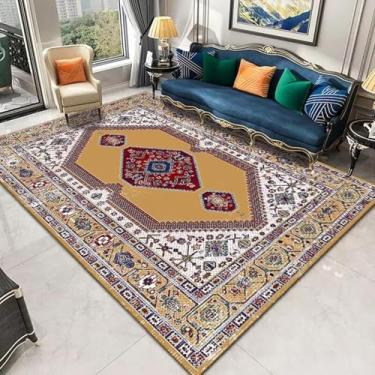 Imagem de Tapete retrô para sala de estar, decoração luxuosa e leve, para cabeceira de quarto, tapetes grandes (200x200cm 78x78 pol./Sem fiapos-8)