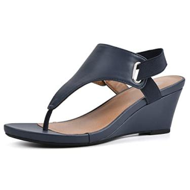 Imagem de WHITE MOUNTAIN Sandália feminina All Dres Wedge, Azul marinho/liso, 9.5
