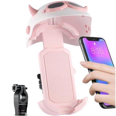 Imagem de EHERDM Suporte de telefone giratório com mini capacete para-sol bicicleta suporte de telefone motocicleta braçadeira de telefone scooter clipe de telefone celular ajustável para decoração de guidão