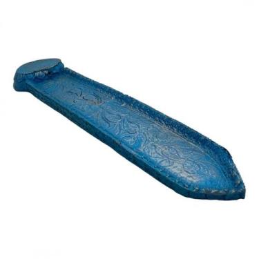 Imagem de Incensário Régua 23 cm Universal Azul Claro com Prata Resina - Lua Mís