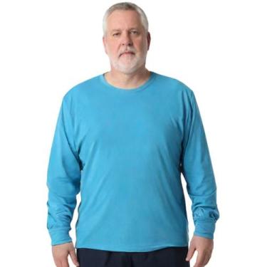 Imagem de Camisa Uv +50 Manga Longa Plus Size - Genérico, Azul turquesa, G2
