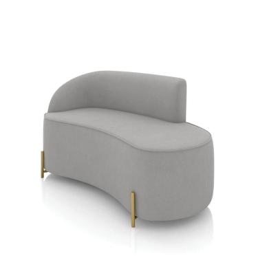 Imagem de Sofá 2 Lugares Orgânico 140cm Pé Dourado Morgan Suede Cinza D03 - D`rossi