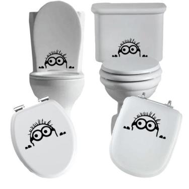 Imagem de Adesivo espiando 3 vaso sanitário privada caixa acoplada descarga azul