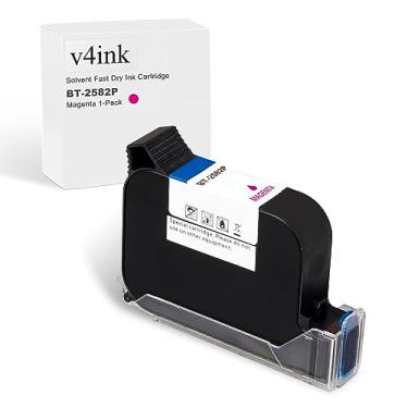 Imagem de v4ink Cartucho de tinta original de secagem rápida solvente BT-2582P compatível com impressora a jato de tinta portátil BENTSAI BT-HH6105B2 BT-HH6105B3 (Magenta, 1 pacote)