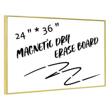 Imagem de Quadro branco apagável a seco, quadro branco magnético para parede escritório/escola/casa, tábua suspensa para decoração/planejamento/lista de compras de cozinha/desenho/memorando, moldura de alumínio