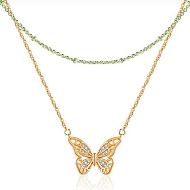 Imagem de DS Colar com pingente de olho turco em camadas, colares banhados a ouro 18 k para mulheres meninas gargantilhas minimalistas delicadas personalizadas joias da sorte presente para esposa namorada mãe filha, Aço inoxidável, Sem pedras preciosas