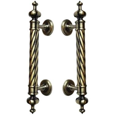 Imagem de Puxador Duplo Napoli 305mm Porta Pivotante Correr Passagem Madeira Vidro Colonial Clássico Rústico - Máxim (Bronze Antigo)