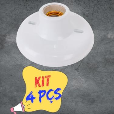 Imagem de Plafon Plafonier Soquete Kit para Lâmpada E27 Led 100W 127/220v com Tampinha e Parafusos (4)