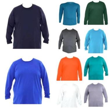 Imagem de Kit 10 Camisas Masculina Manga Longa Plus Size Malha FriaI - Genérico,