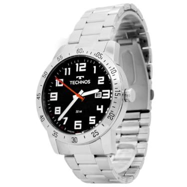 Imagem de Relógio Masculino Militar Aço inoxidável Prata Analógico Resistente a Água Original Technos 2115MYI1P