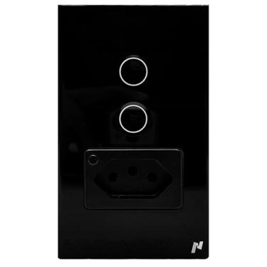 Imagem de Interruptor Inteligente Zigbee 2 Botões Touch e Tomada Novadigital - Compatível com Alexa e Google Assistente (Preto)