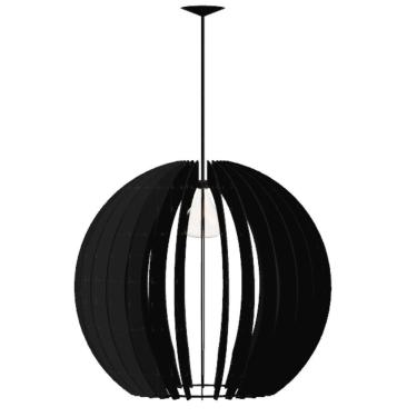 Imagem de Luminária Teto Tipo Pendente Cupula Mdf Completa - Cor:preta
